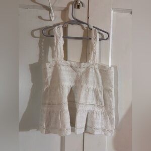 Altar'd State White Eyelet Tiered Tank Top